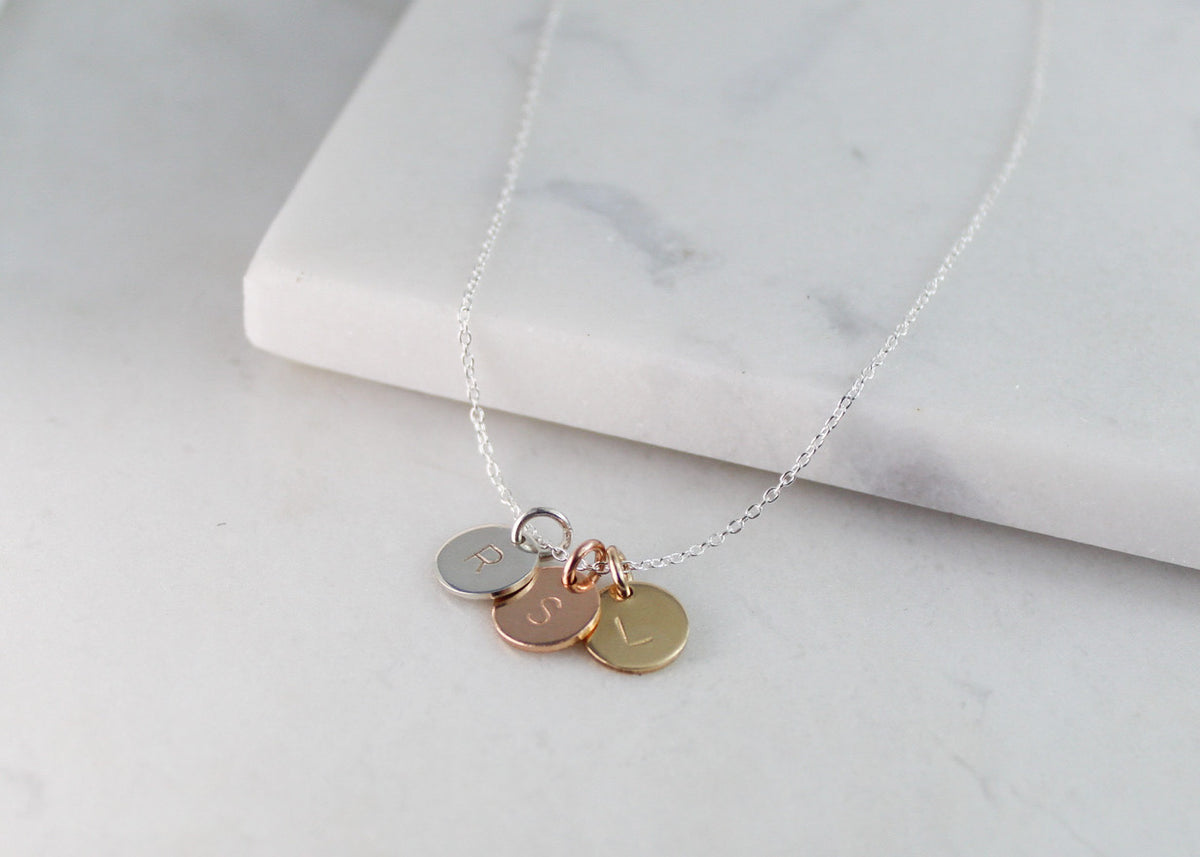 Personalised triple outlet disc necklace