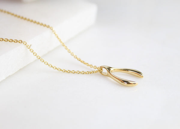 Gold Wishbone Necklace